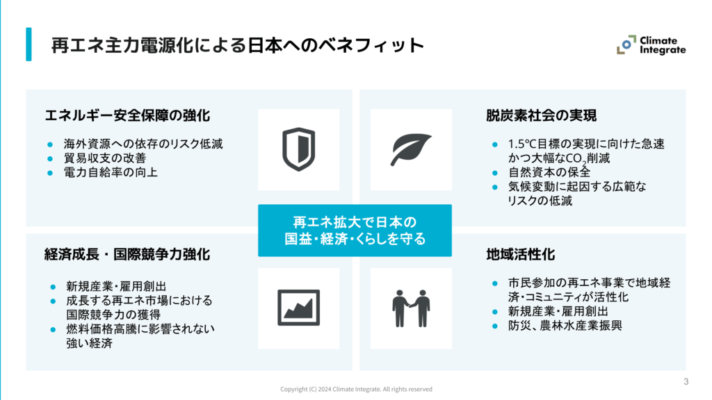 再エネ主力電源化による日本へのベネフィット